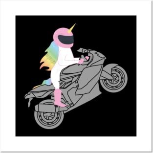 Unicorn Riding Motorcycle T-Shirt for Motorcyclist Posters and Art